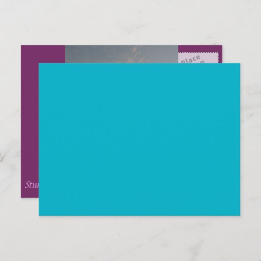 Paarse & Lichtblauwe Sky Clouds Briefkaart (Voorkant / Achterkant)