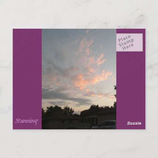 Paarse & Lichtblauwe Sky Clouds Briefkaart (Achterkant)