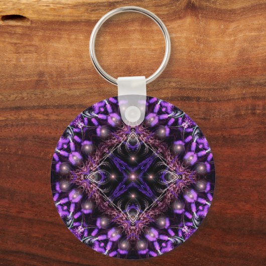 Paarse lichte fractale Sleutelhanger (Voorkant)