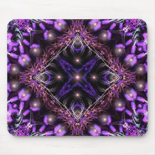 Paarse lichte fractale tapijtmousepad muismat (Voorkant)