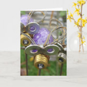 Paarse lichte insecten, Birthday Kaart (Gele Bloem)