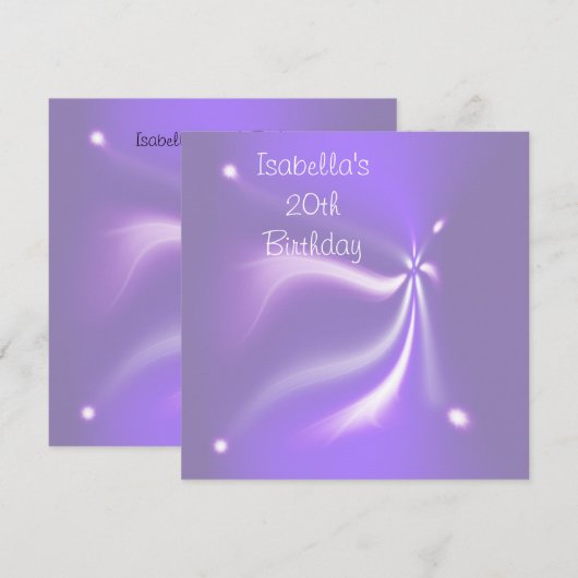 Paarse lichten 20e verjaardagsfeest kaart (Voorkant / Achterkant)