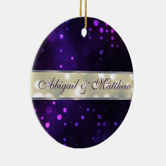 Paarse lichten gepersonaliseerde kerstversiering keramisch ornament (Rechts)