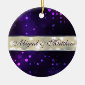 Paarse lichten gepersonaliseerde kerstversiering keramisch ornament (Voorkant)