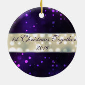 Paarse lichten gepersonaliseerde kerstversiering keramisch ornament (Achterkant)