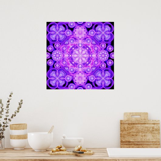 Paarse lichten Mandala Poster (Keuken)