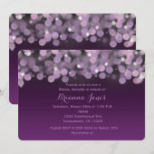 Paarse Lichten Nachtlucht Bruiloft Feestuitnodigin Kaart (Voorkant / Achterkant)