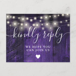 Paarse Lichtjes Houten Liedverzoek RSVP Ansichtkaa Uitnodiging Briefkaart