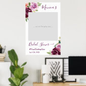 Paarse Liefde Bloemige Chic Bruiloftsshower Fotoca Poster (Thuiskantoor)