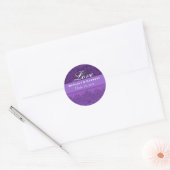 Paarse liefde bruid en bruidegom datum F202 Ronde Sticker (Envelop)