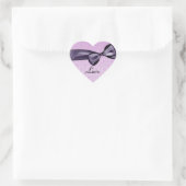 Paarse LIEFDE Bruiloft Bow ROZE Damask Hart Sticke Sticker (Tas)