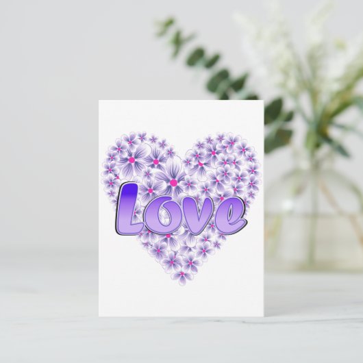 Paarse liefde en Daisies Briefkaart (Staand voorkant)