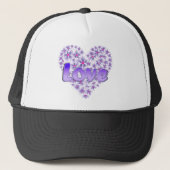 Paarse liefde en Daisies Trucker Pet (Voorkant)