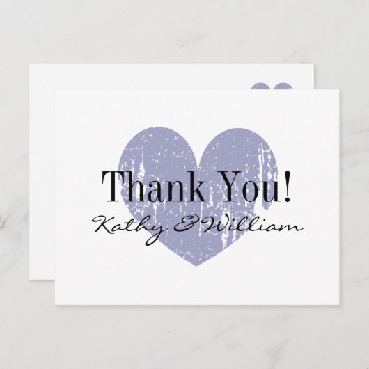 Paarse  liefde hart bruiloft dank u kaarten (Voorkant / Achterkant)