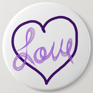 Paarse Liefde Hart Pin Buttonnen Ronde Button 6,0 Cm