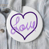 Paarse Liefde Hart Pin Buttonnen Ronde Button 6,0 Cm (In situ)
