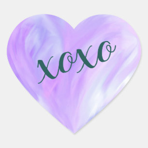 Paarse liefde hart xoxo Waterverf geschilderd Hart Sticker