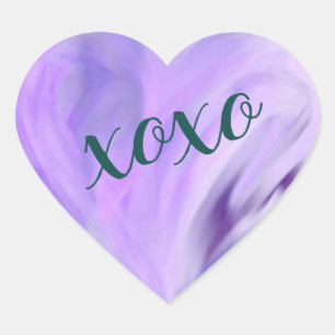 Paarse liefde hart xoxo Waterverf geschilderd Sticker