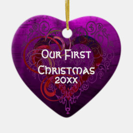 Paarse liefde keramisch ornament