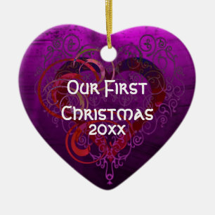 Paarse liefde keramisch ornament