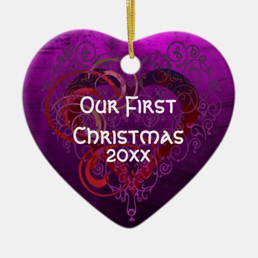 Paarse liefde keramisch ornament (Voorkant)