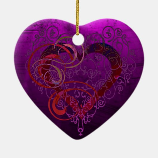 Paarse liefde keramisch ornament (Achterkant)