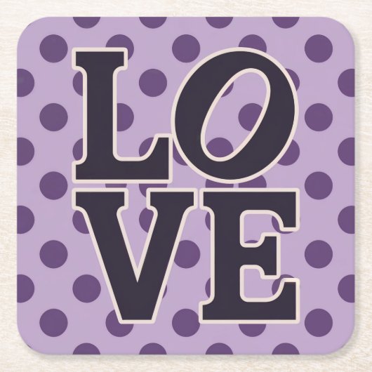 Paarse LIEFDE Lavendel Onderzetter Set (Voorkant)