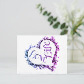Paarse Liefde Leven Hart Vorm Ontwerp Briefkaart (Staand voorkant)