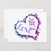 Paarse Liefde Leven Hart Vorm Ontwerp Briefkaart (Voorkant / Achterkant)