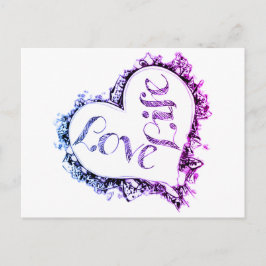Paarse Liefde Leven Hart Vorm Ontwerp Briefkaart