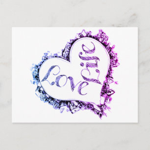 Paarse Liefde Leven Hart Vorm Ontwerp Briefkaart