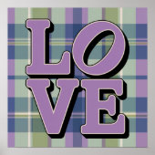 Paarse LIEFDE Plaid Vierkant Poster (Voorkant)
