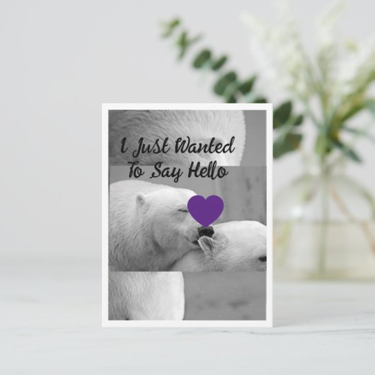 Paarse Liefde Polar Beer Briefkaart (Staand voorkant)