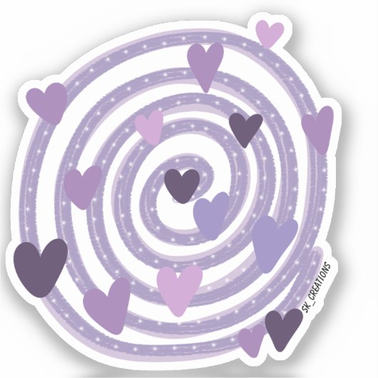Paarse Liefde Spiraal Sticker (Voorkant)