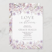 paarse liefde staat in bloei Bridal Shower Invitat Kaart (Voorkant / Achterkant)