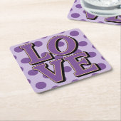 Paarse LIEFDE Stippen Lavendel Onderzetter Set (Schuin)