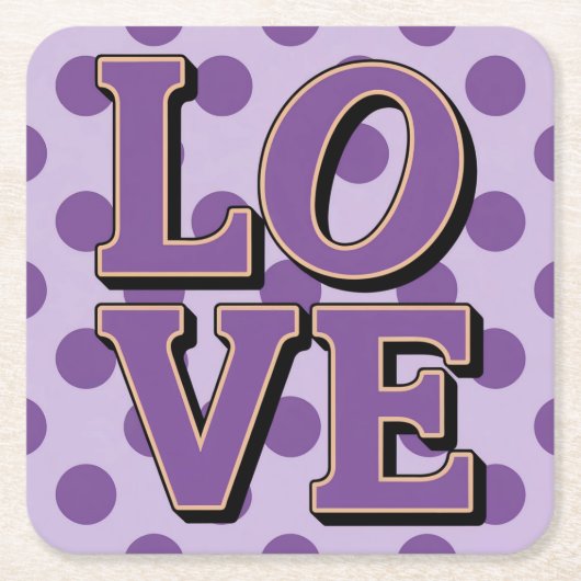 Paarse LIEFDE Stippen Lavendel Onderzetter Set (Voorkant)