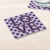 Paarse LIEFDE Stippen Lavendel Onderzetter Set (Schuin)