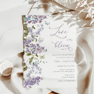 Paarse liefde voor Bloom Bridal Shower-uitnodiging Kaart