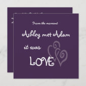 Paarse liefde voor hartenweddenschappen kaart (Voorkant / Achterkant)