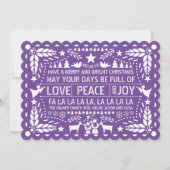 Paarse liefde Vrede Vrede papel picado Kerstmis Feestdagenkaart (Voorkant)
