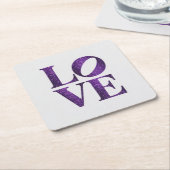 Paarse LIEFDE Witte Onderzetter Set (Schuin)