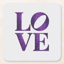 Paarse LIEFDE Witte Onderzetter Set