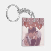 Paarse Liefdeshartjes Banner Overlaid Aangepaste F Sleutelhanger (Voorkant Links)