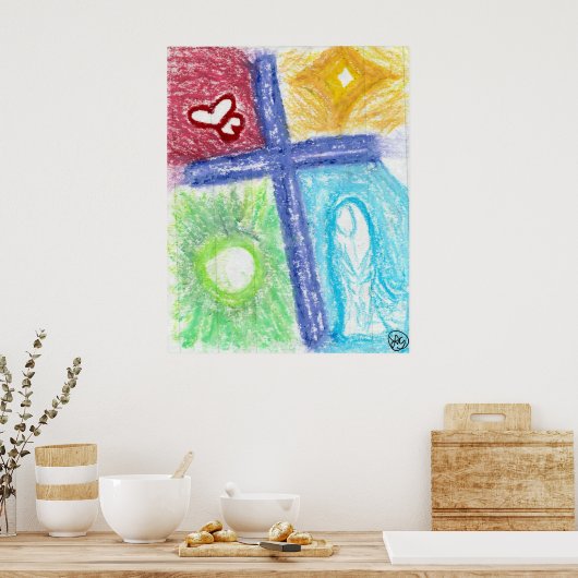 Paarse liefdeskruis poster (Keuken)