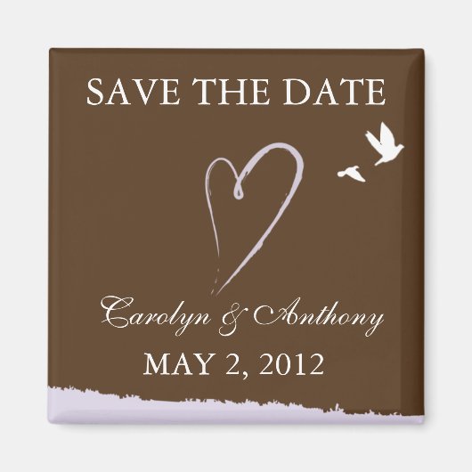 Paarse liefdesvogel SAVE THE DATE Magnet (Voorkant)