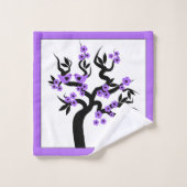 Paarse liefdesvogelkers, torenboom, bloesems en gr bad handdoek (Wasdoekje)