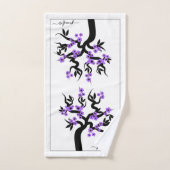 Paarse liefdesvogels torenboombloesems en grensgeb bad handdoek (Handdoek)