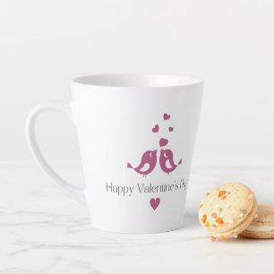 Paarse Liefdesvogels Valentijnsbeker, Romantisch C Latte Mok