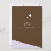 Paarse liefdevogel bruiloft uitnodiging (Achterkant)